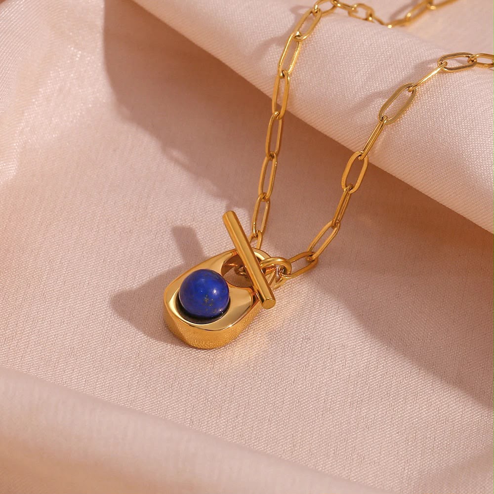 Collier pendentif bleu — vue 3